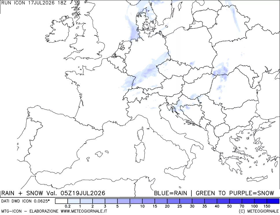 mappa Precipitazioni totali e nevose