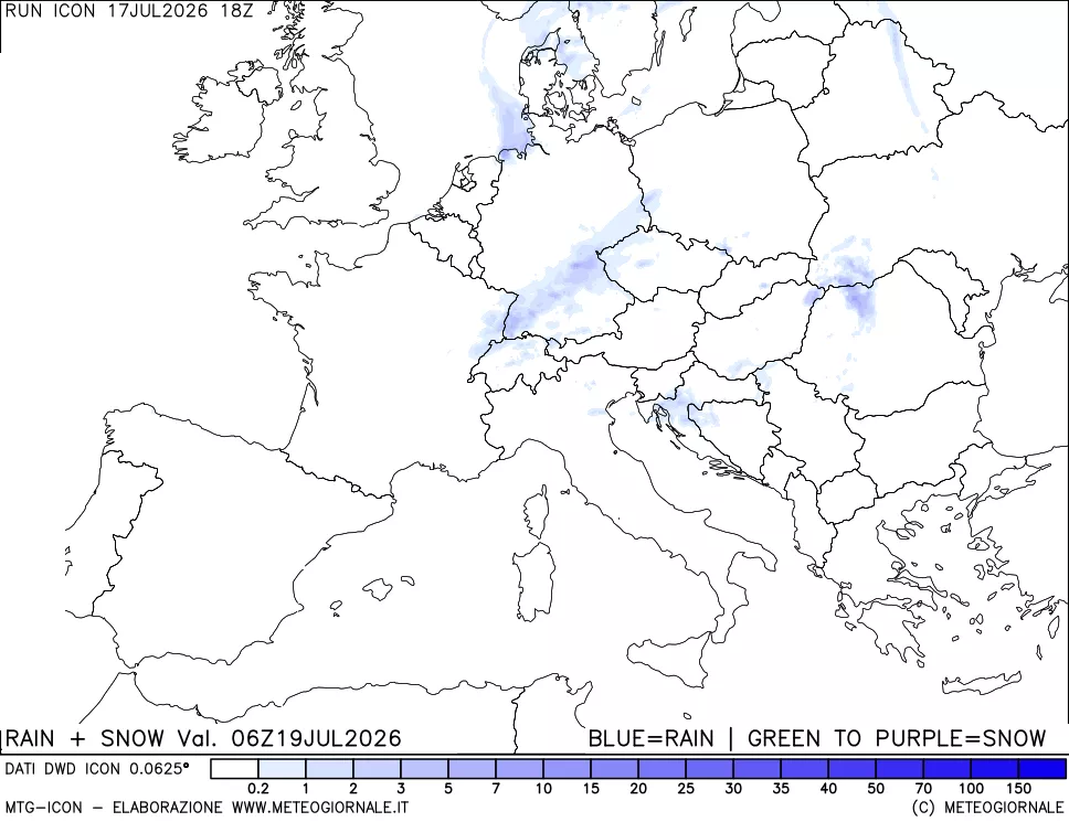 mappa Precipitazioni totali e nevose