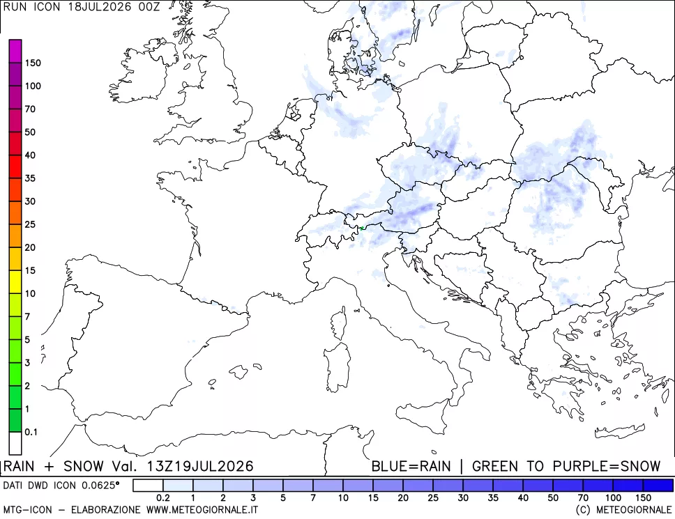 mappa Precipitazioni totali e nevose