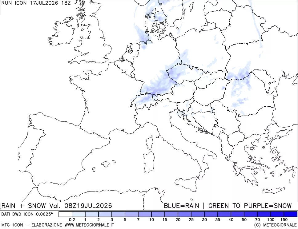 mappa Precipitazioni totali e nevose