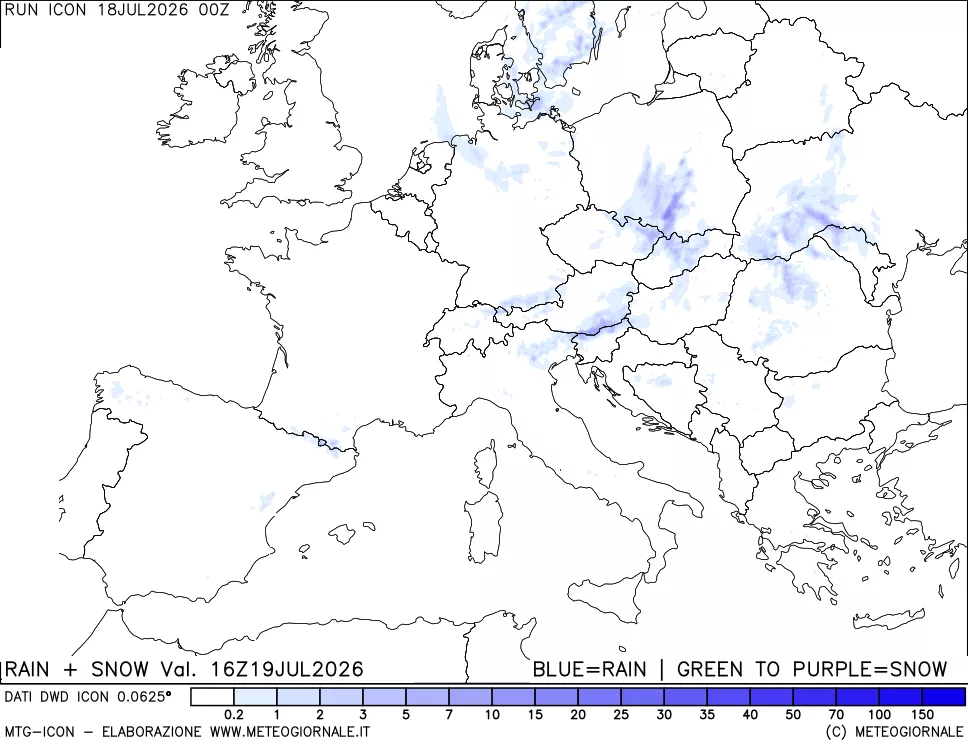 mappa Precipitazioni totali e nevose
