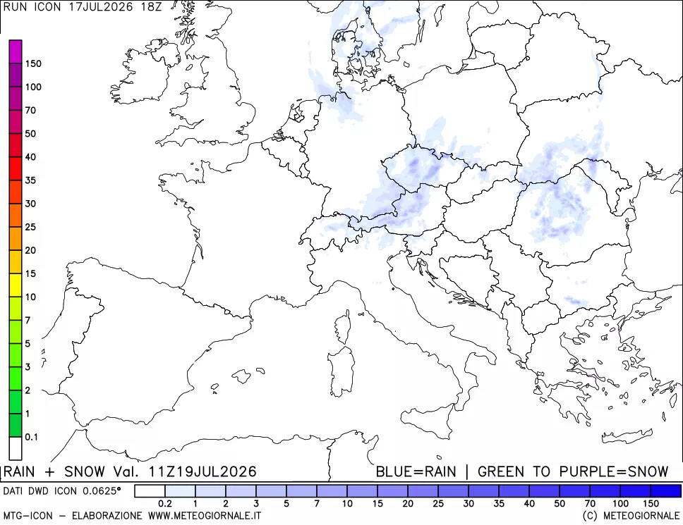 mappa Precipitazioni totali e nevose