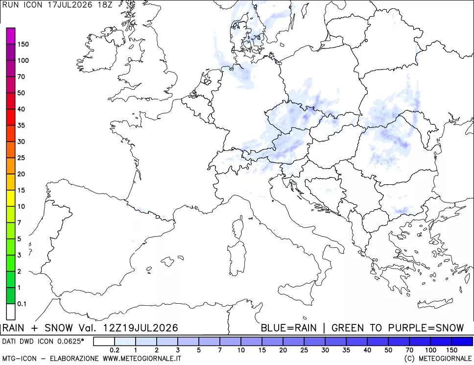 mappa Precipitazioni totali e nevose