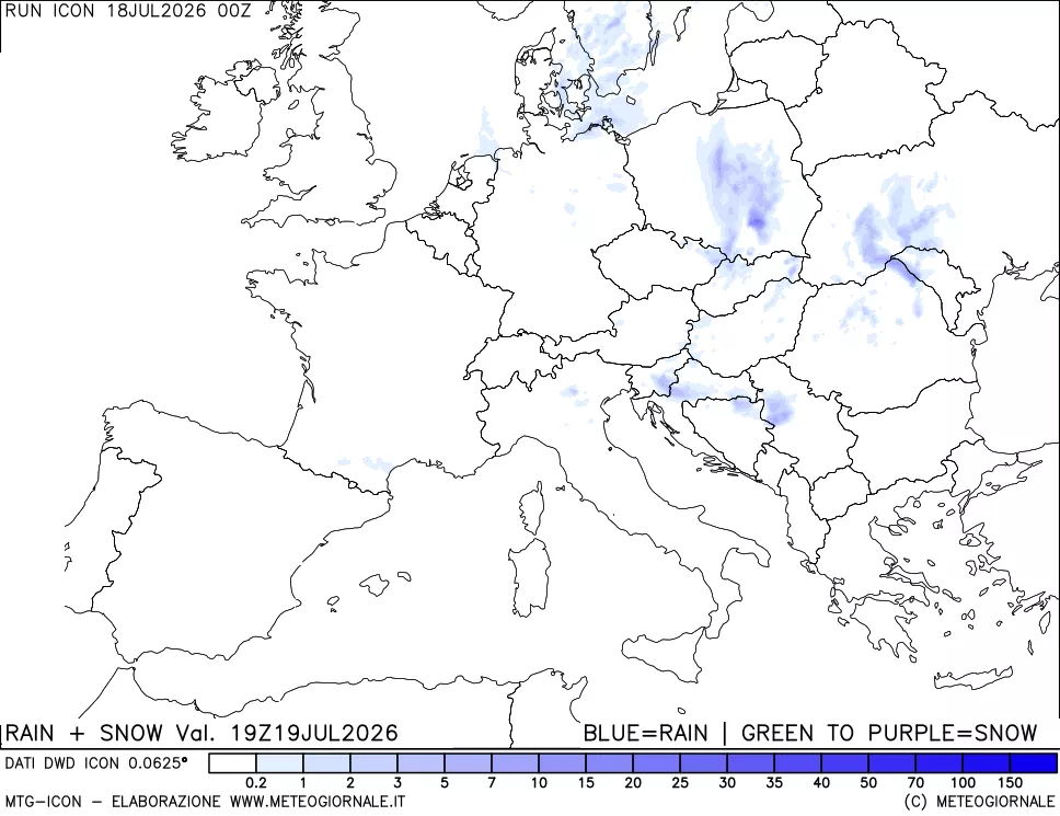 mappa Precipitazioni totali e nevose