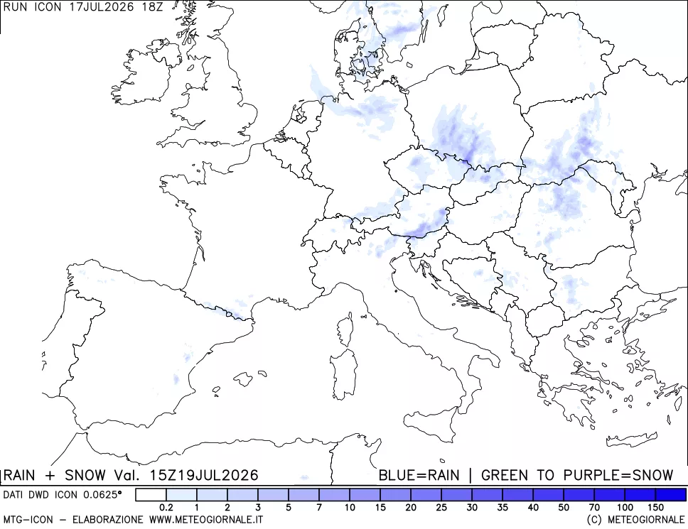 mappa Precipitazioni totali e nevose