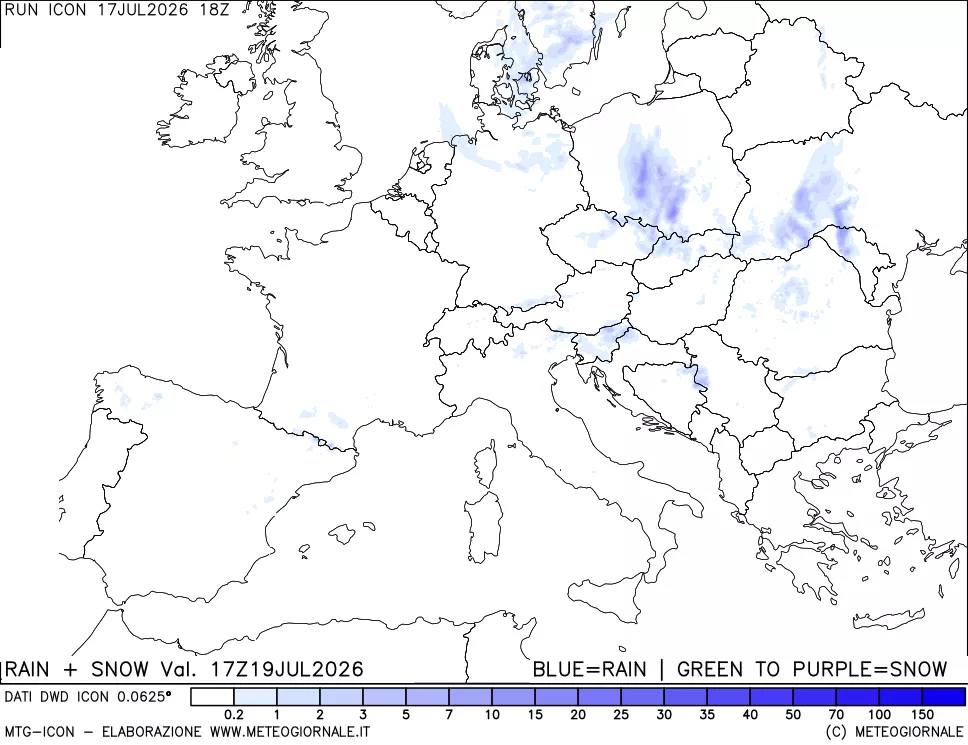 mappa Precipitazioni totali e nevose