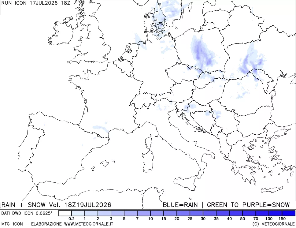 mappa Precipitazioni totali e nevose