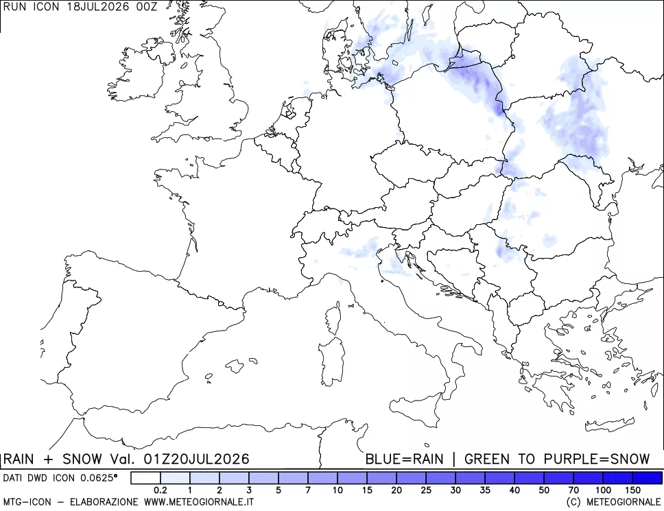 mappa Precipitazioni totali e nevose