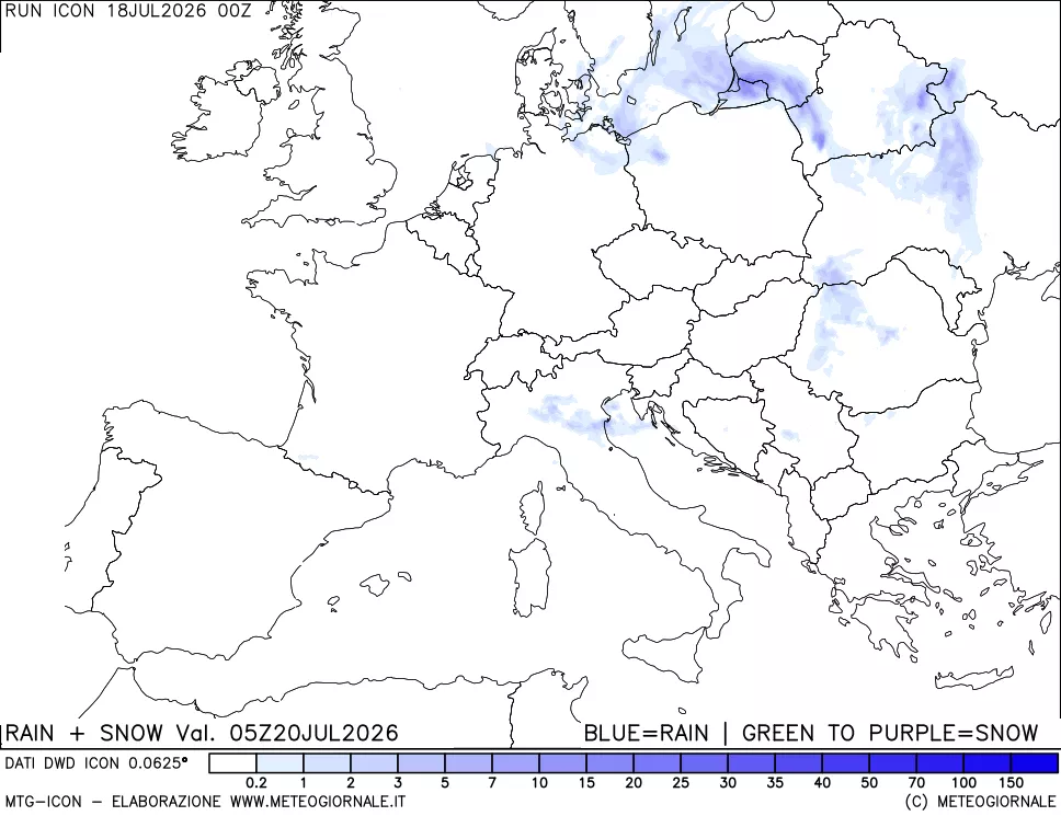 mappa Precipitazioni totali e nevose