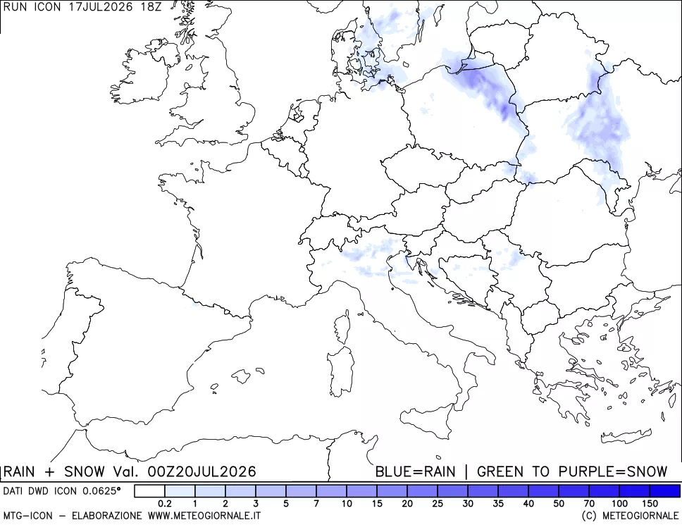 mappa Precipitazioni totali e nevose