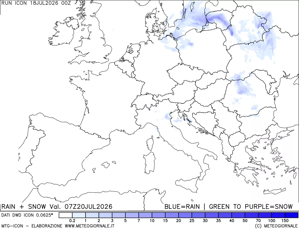 mappa Precipitazioni totali e nevose
