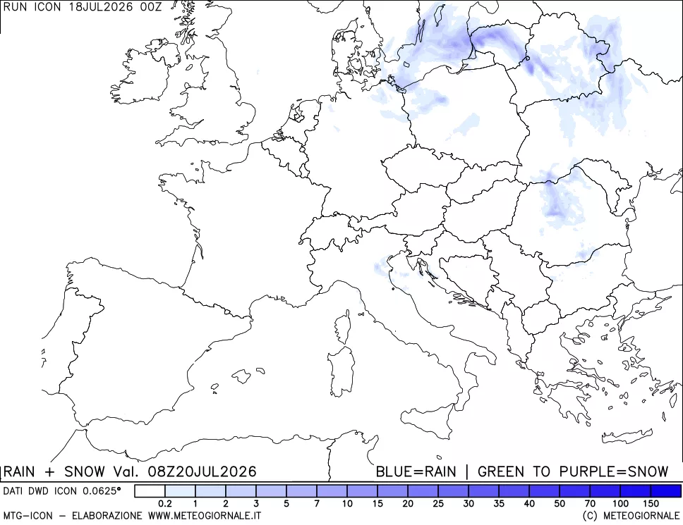 mappa Precipitazioni totali e nevose