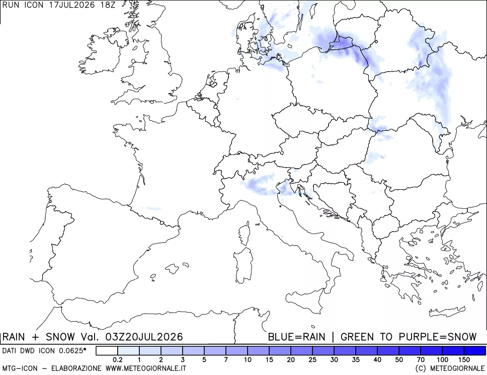 mappa Precipitazioni totali e nevose