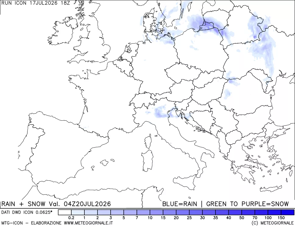mappa Precipitazioni totali e nevose