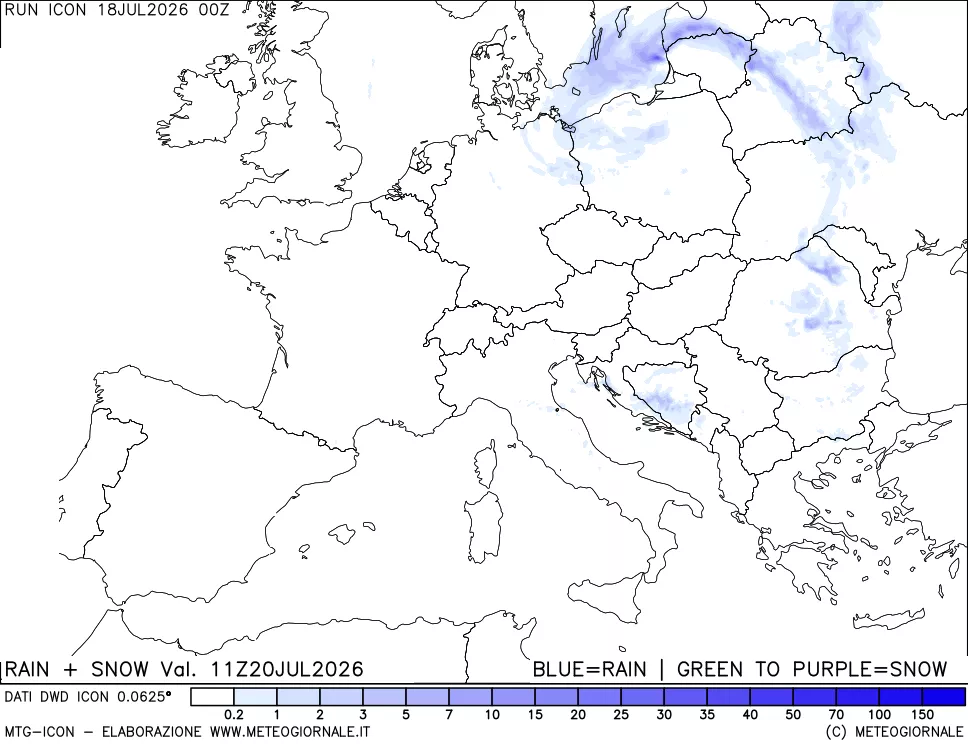 mappa Precipitazioni totali e nevose