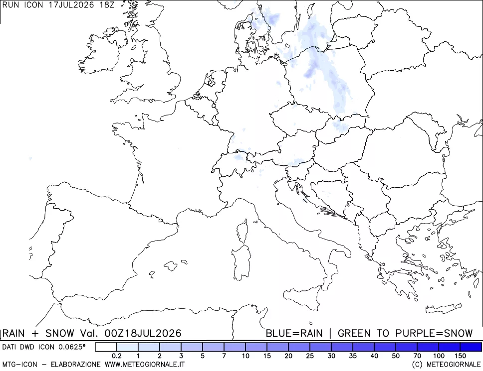mappa Precipitazioni totali e nevose
