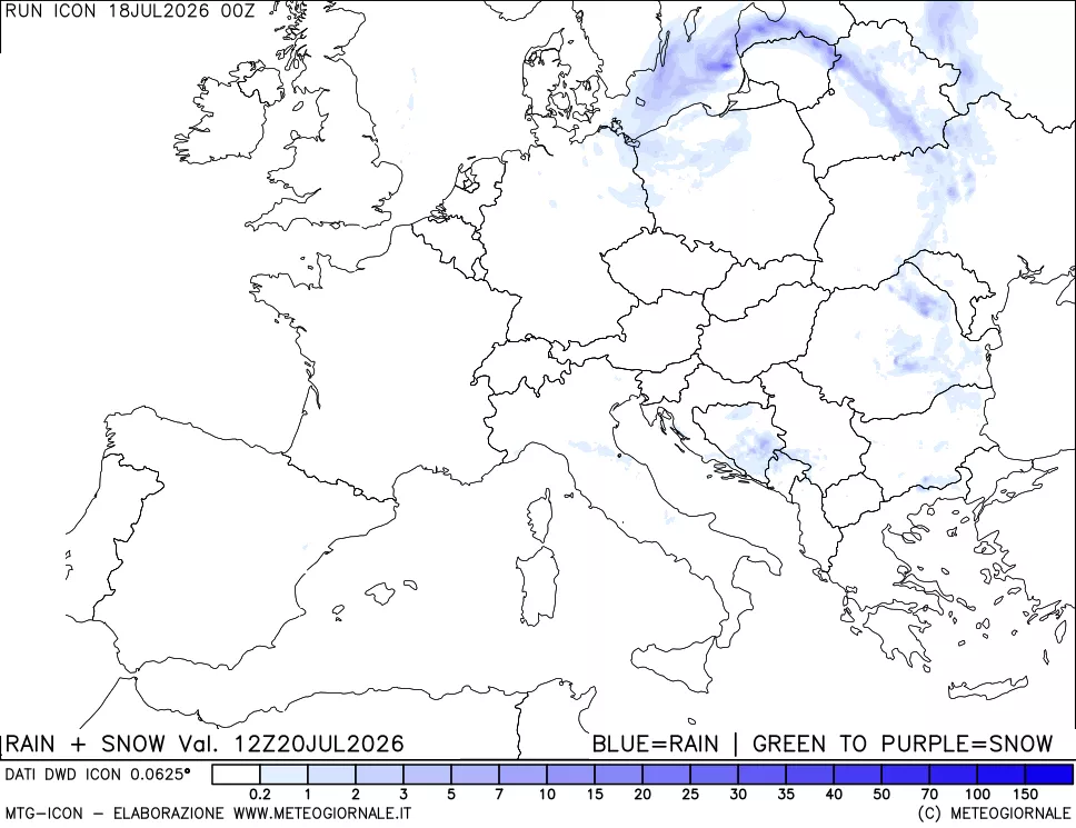 mappa Precipitazioni totali e nevose