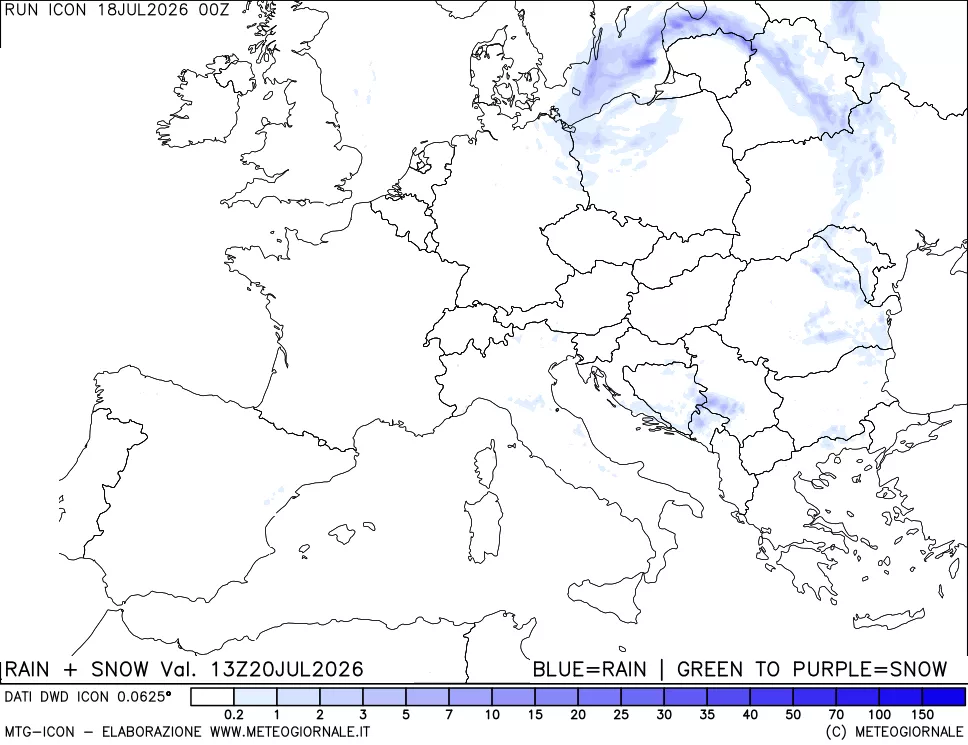 mappa Precipitazioni totali e nevose