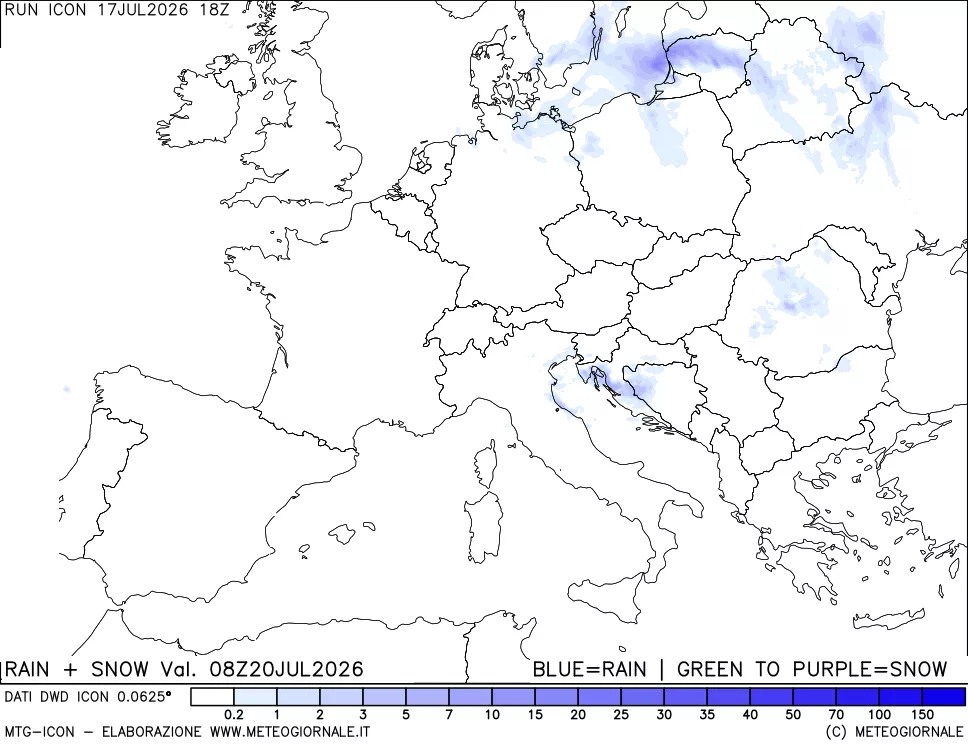 mappa Precipitazioni totali e nevose