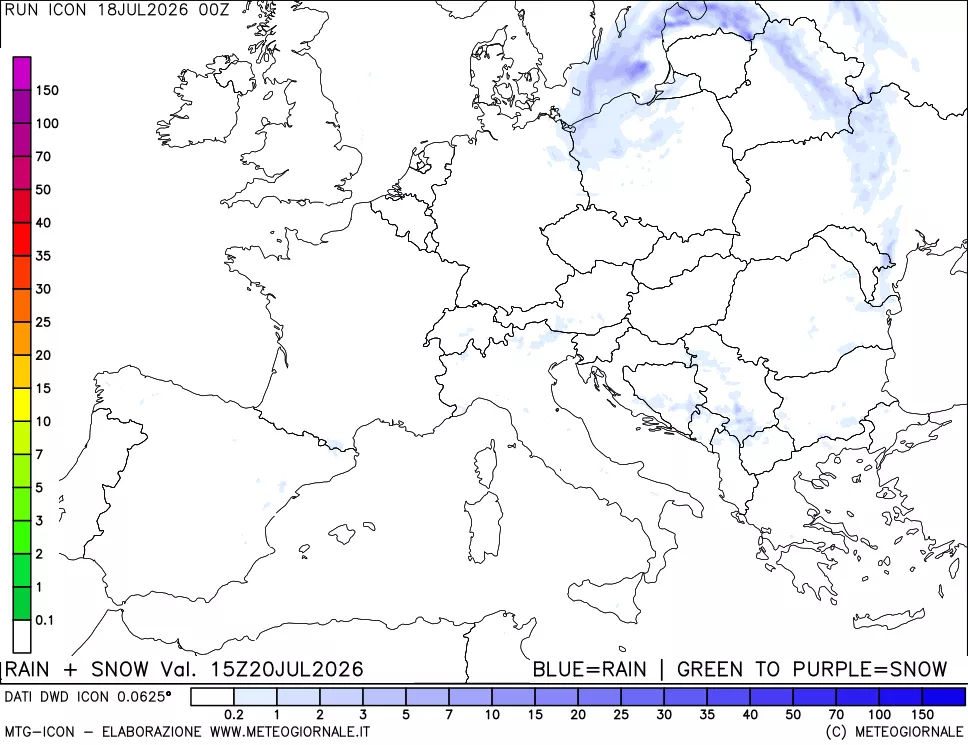 mappa Precipitazioni totali e nevose