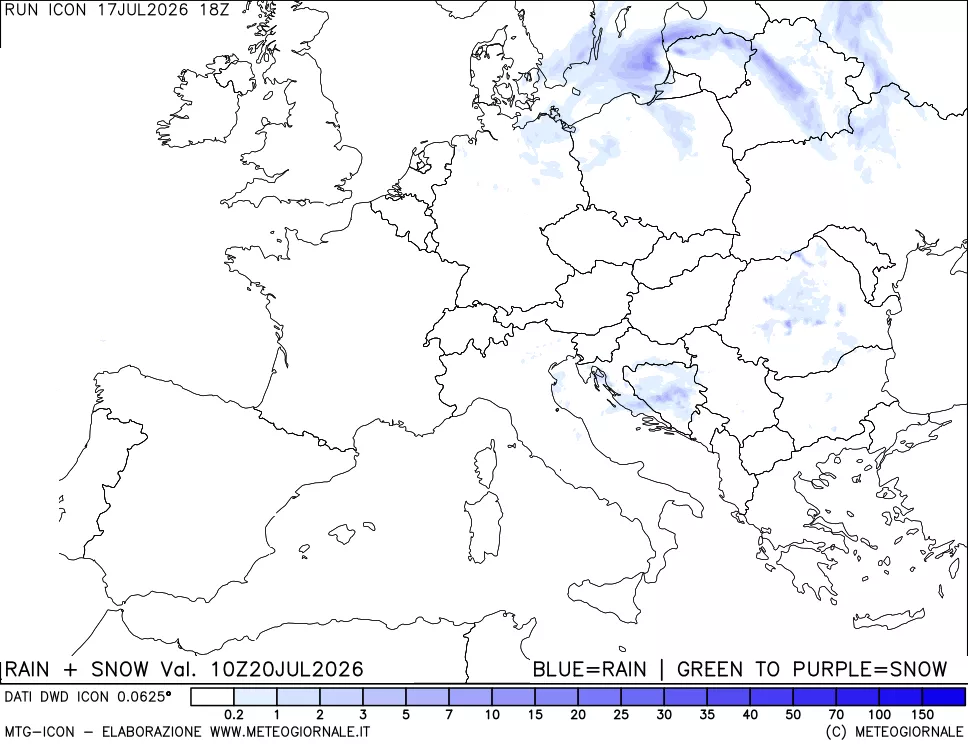 mappa Precipitazioni totali e nevose