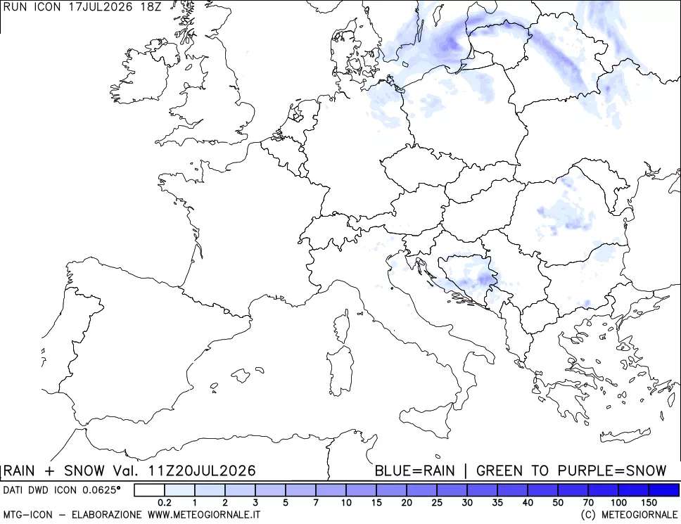 mappa Precipitazioni totali e nevose