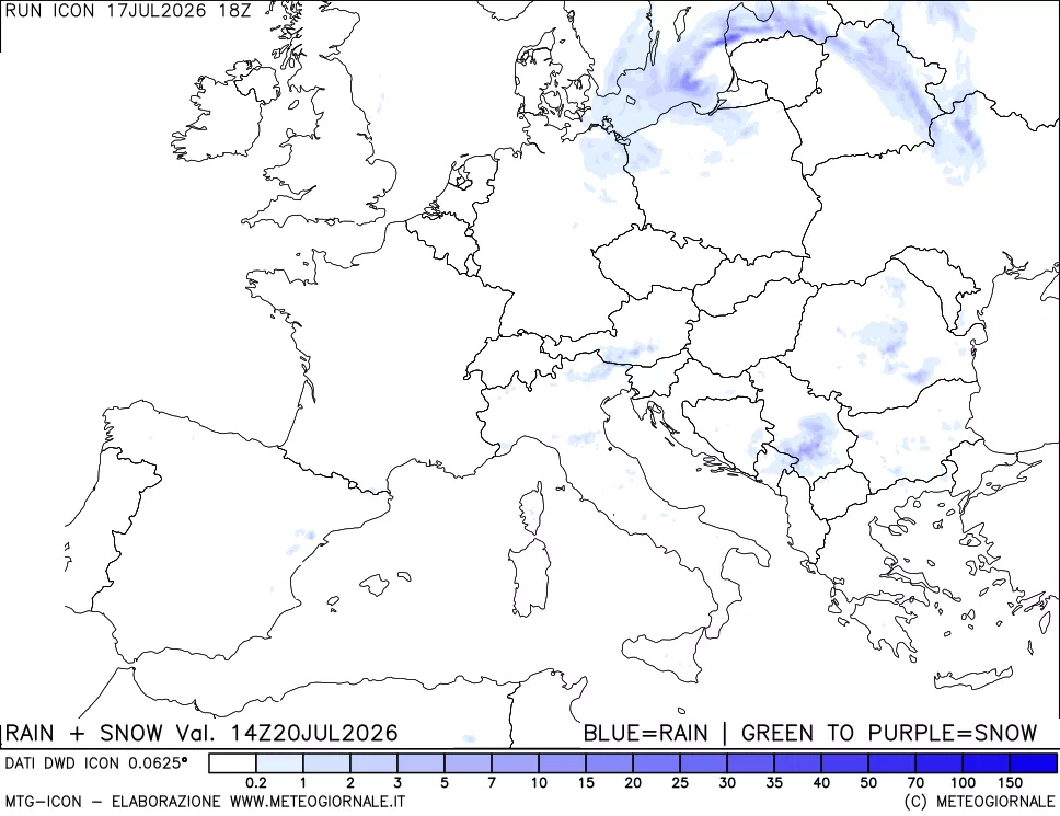 mappa Precipitazioni totali e nevose