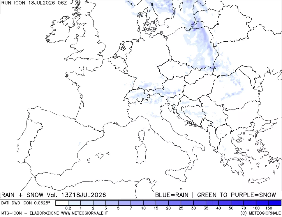 mappa Precipitazioni totali e nevose