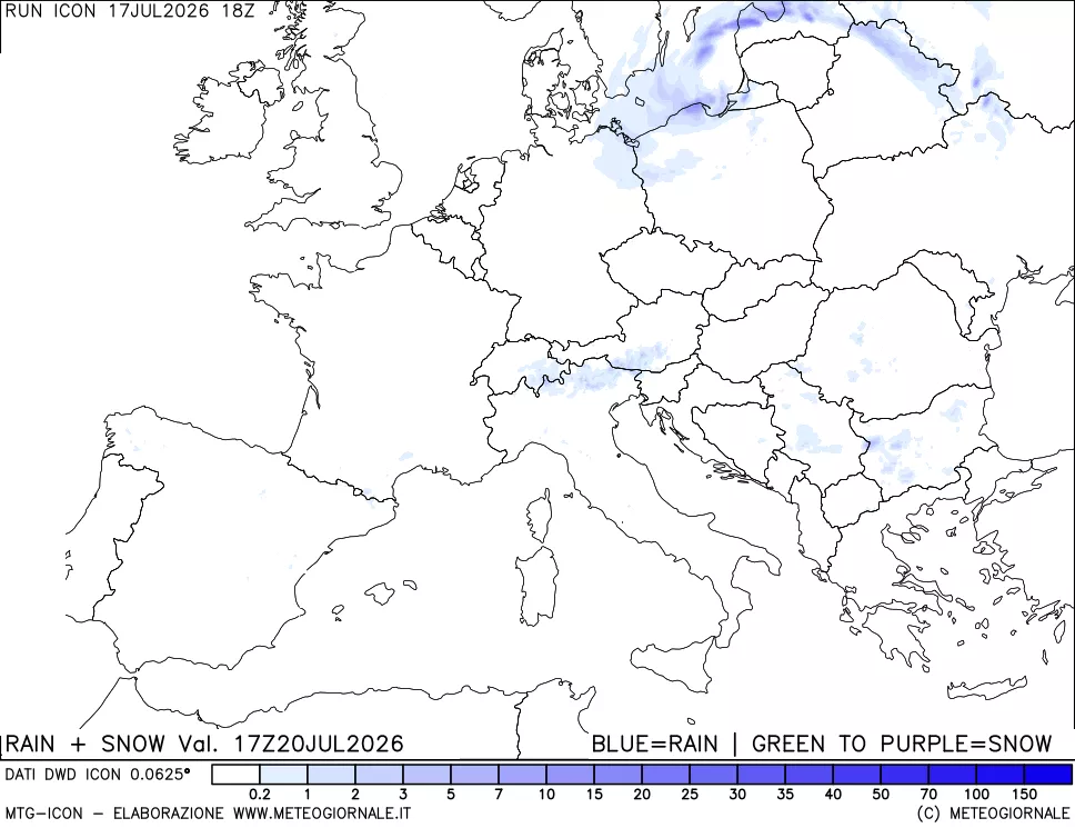 mappa Precipitazioni totali e nevose