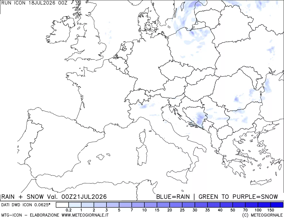 mappa Precipitazioni totali e nevose
