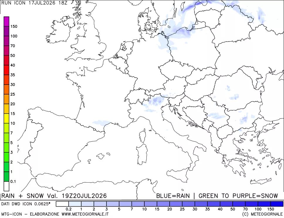 mappa Precipitazioni totali e nevose