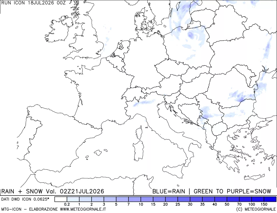 mappa Precipitazioni totali e nevose