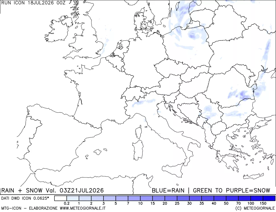 mappa Precipitazioni totali e nevose