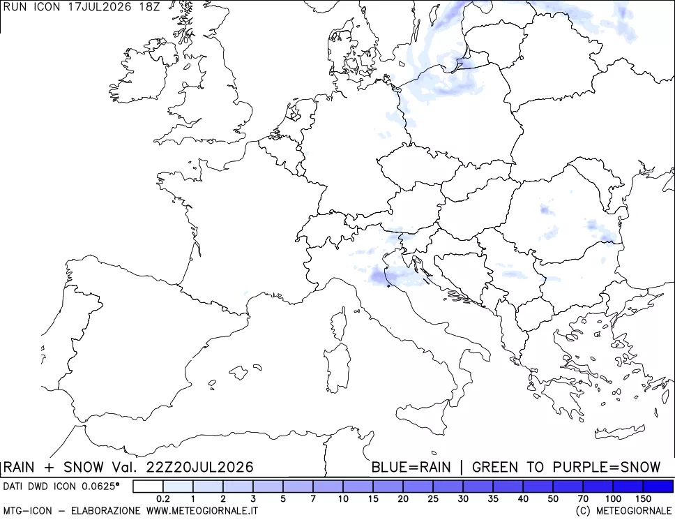 mappa Precipitazioni totali e nevose