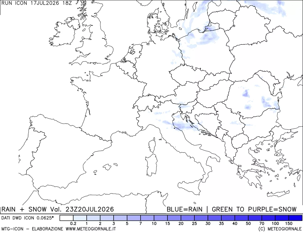 mappa Precipitazioni totali e nevose