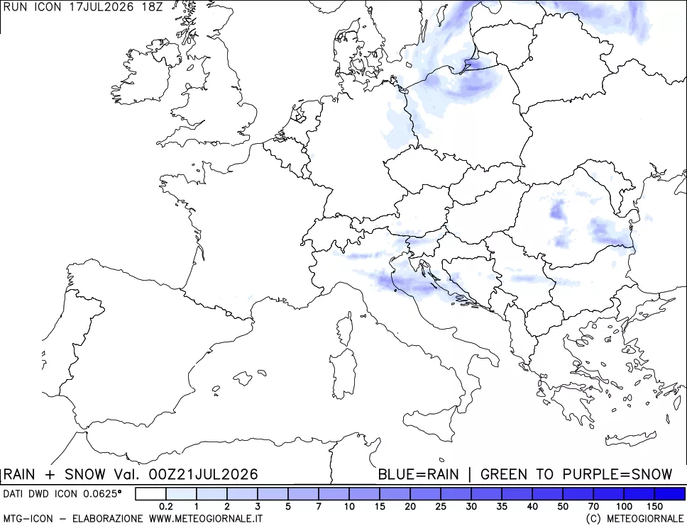 mappa Precipitazioni totali e nevose