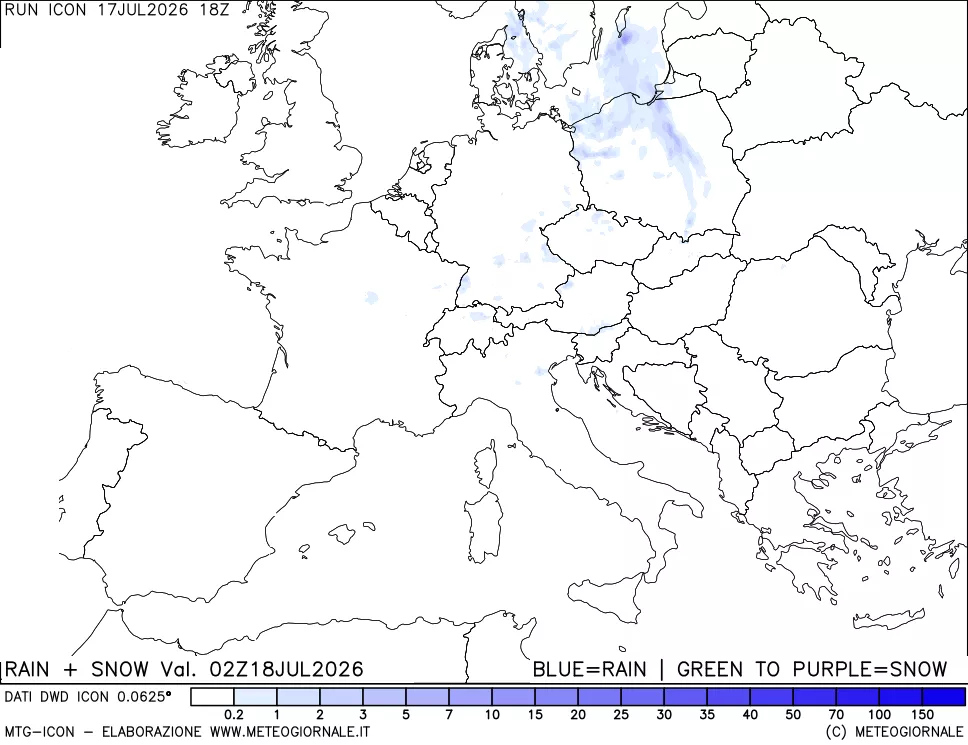 mappa Precipitazioni totali e nevose