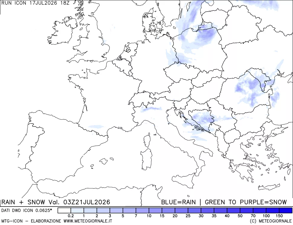 mappa Precipitazioni totali e nevose