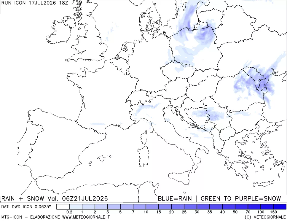 mappa Precipitazioni totali e nevose