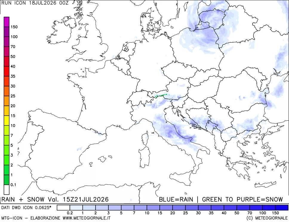 mappa Precipitazioni totali e nevose