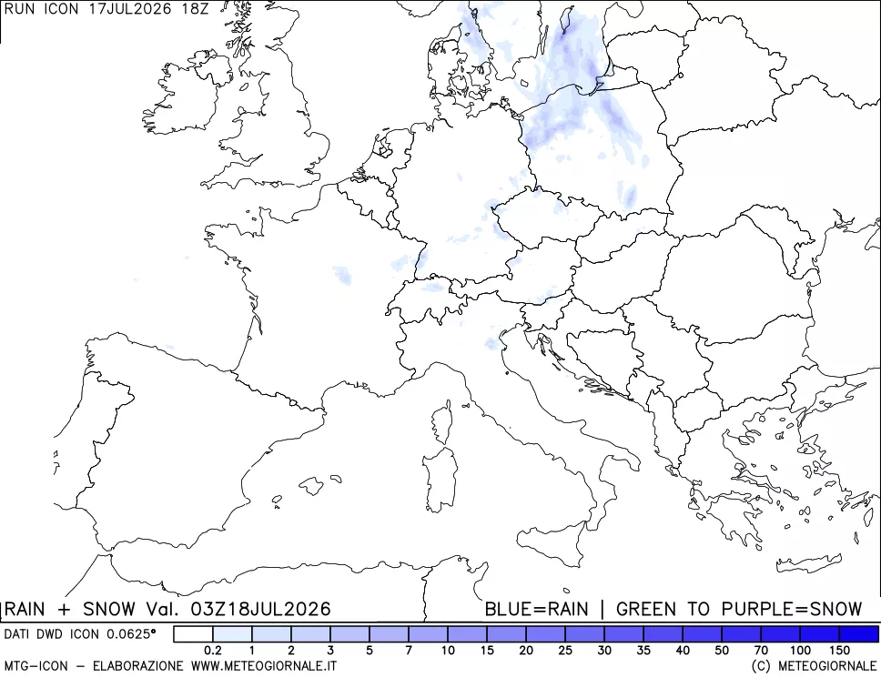 mappa Precipitazioni totali e nevose