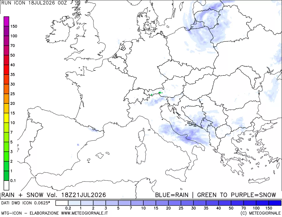 mappa Precipitazioni totali e nevose