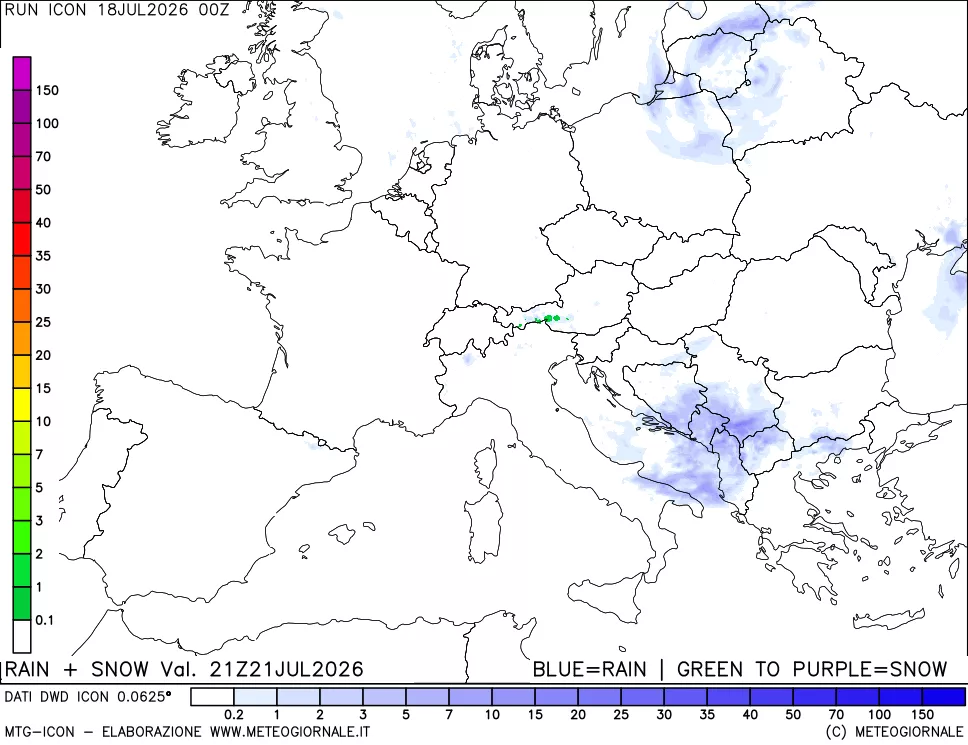 mappa Precipitazioni totali e nevose