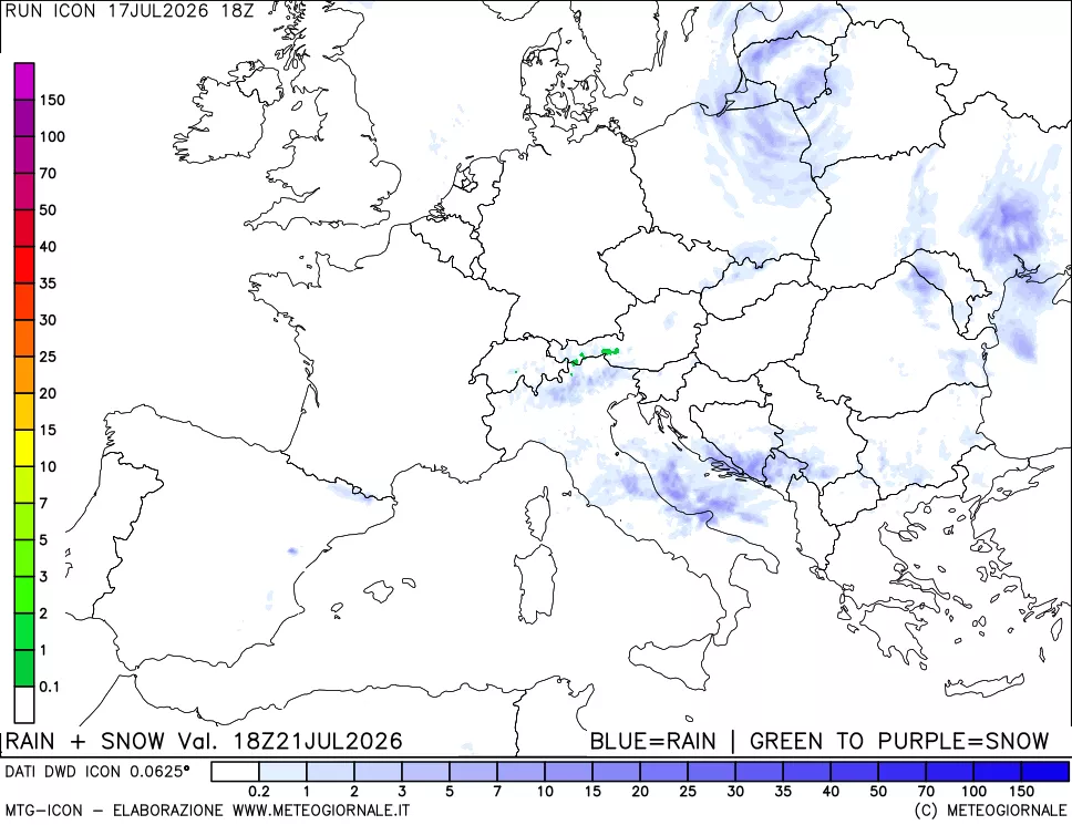 mappa Precipitazioni totali e nevose