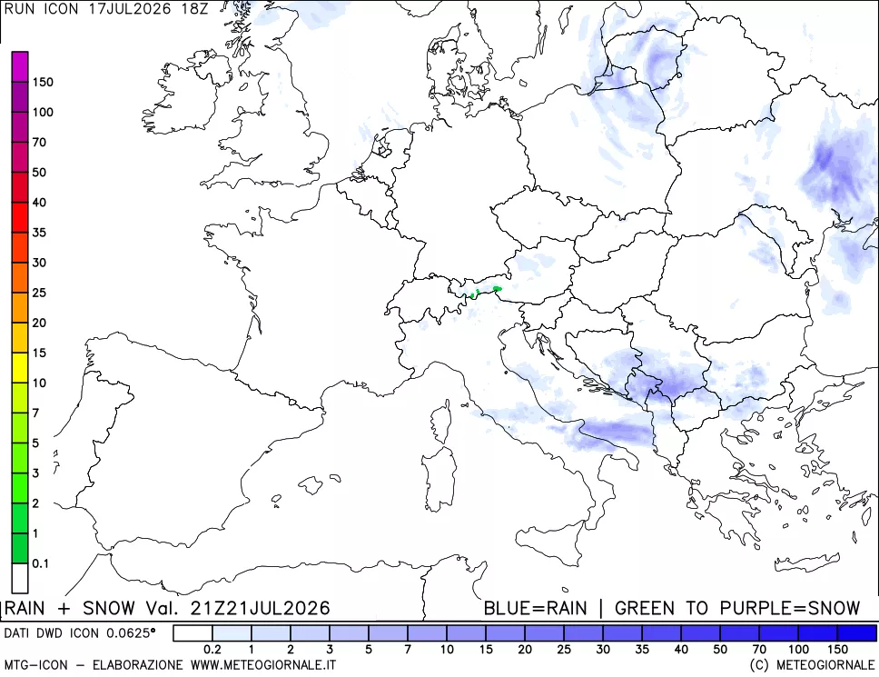 mappa Precipitazioni totali e nevose