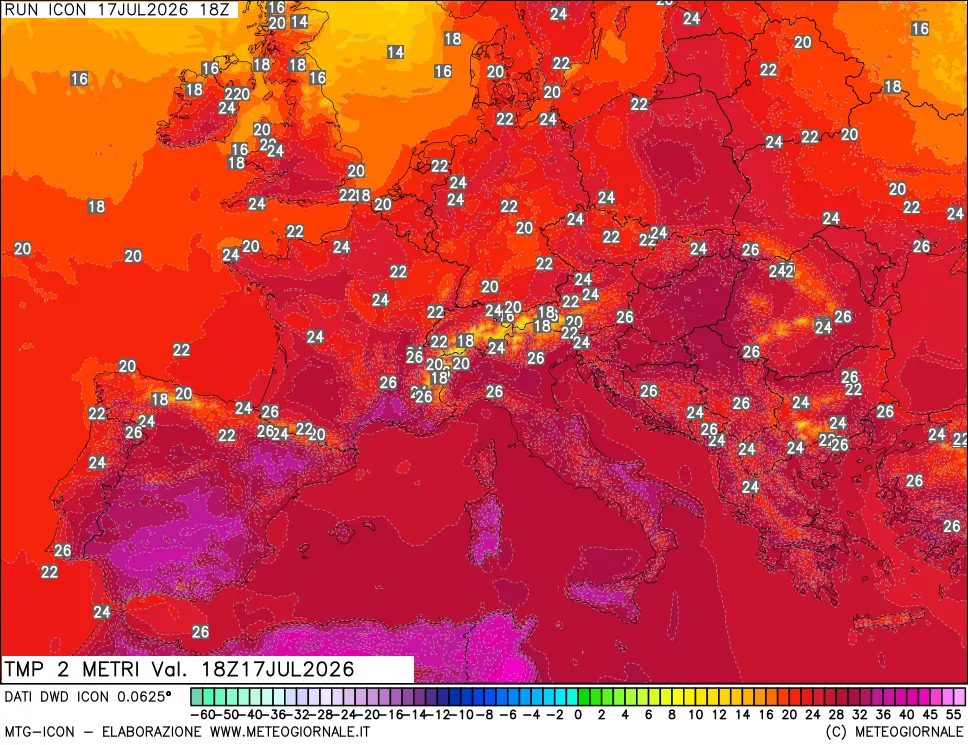 mappa Temp 2 metri