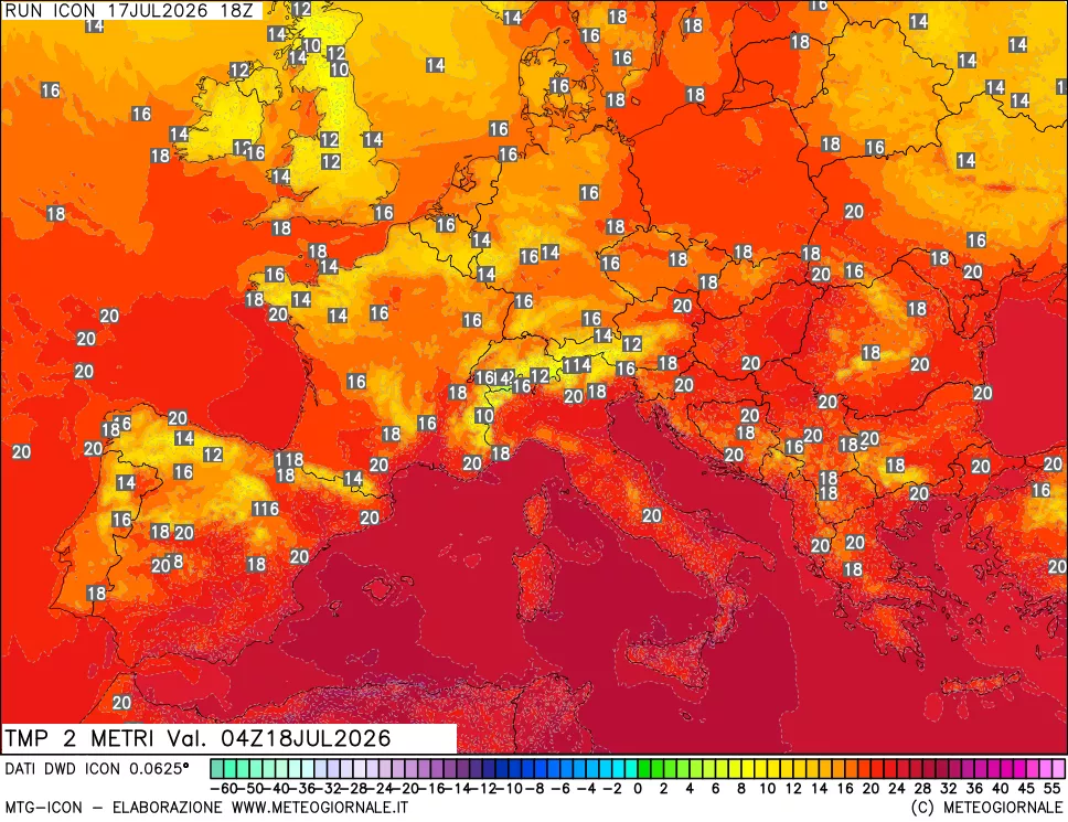mappa Temp 2 metri