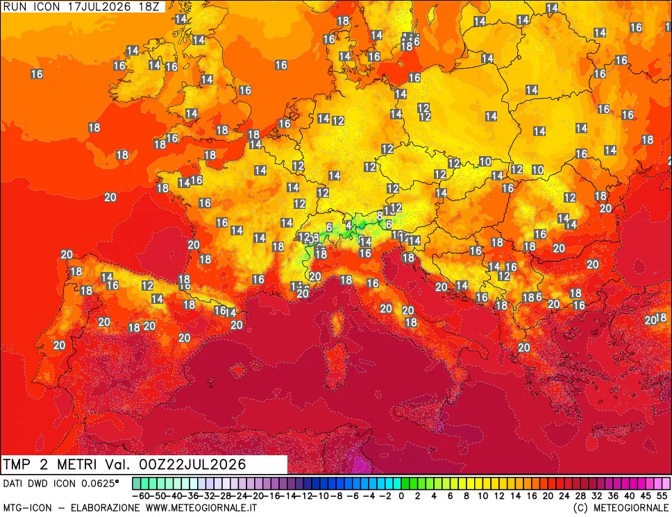 mappa Temp 2 metri