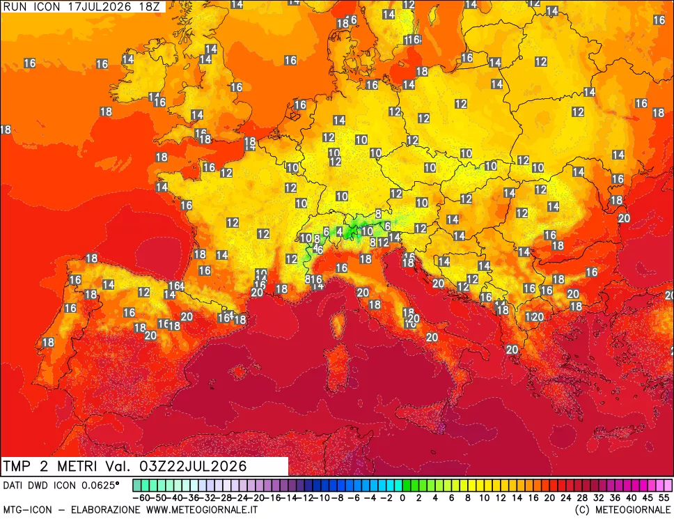 mappa Temp 2 metri