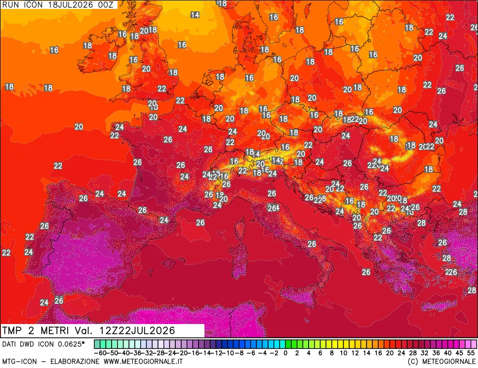 mappa Temp 2 metri